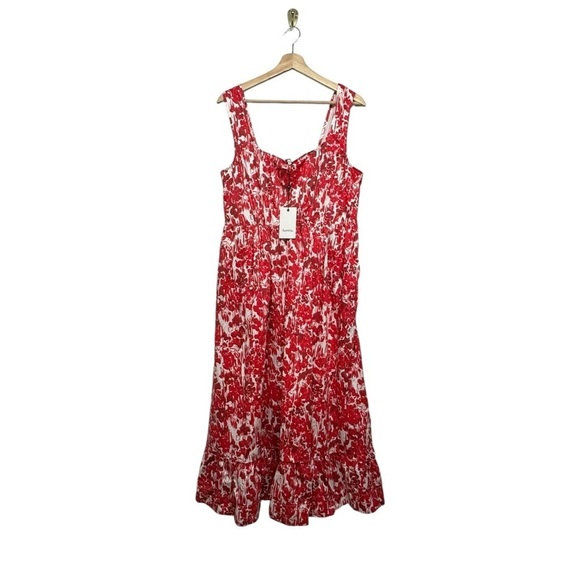 NWT AURETA Square-Neck Corset A-Line Dress Red M - Picture 6 of 13